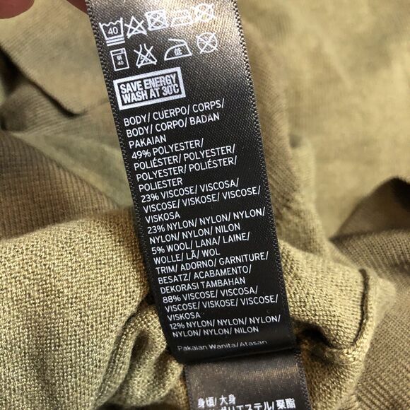 Topshop Womens Sweater Size 4 Olive Green V Neck Lightweight Slouchy FLAW - Picture 7 of 8